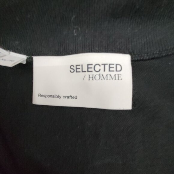 Men's XL 1/4 zip Pullover Cardigan Sweater Black Selected Homme 100% Cotton - Picture 8 of 16